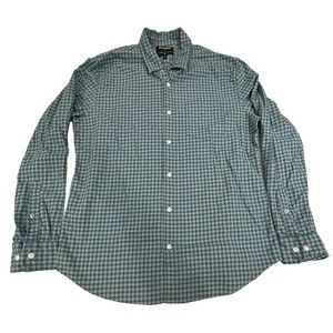 Bonobos Flannel Extra Large XL Slim Fit Stretch Teal Plaid Casual Mens Button Up